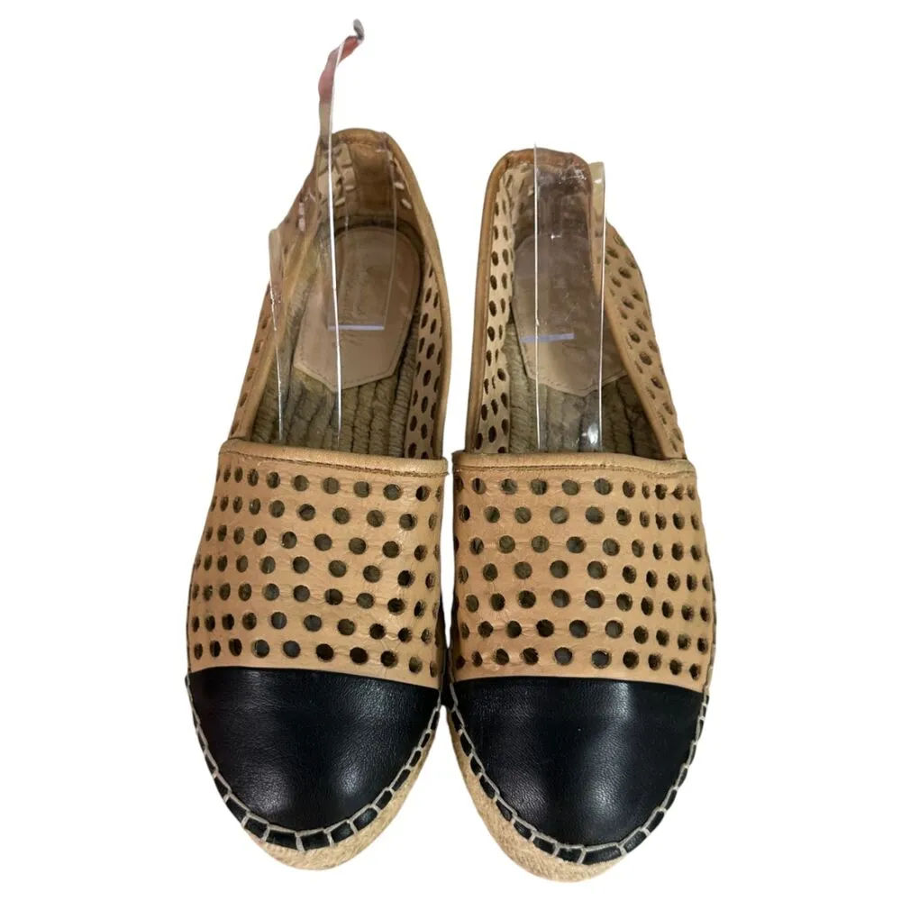 Loeffler Randall Mara Lasercut Leather Espadrille Flats Brown Black Size 7 - Image 2