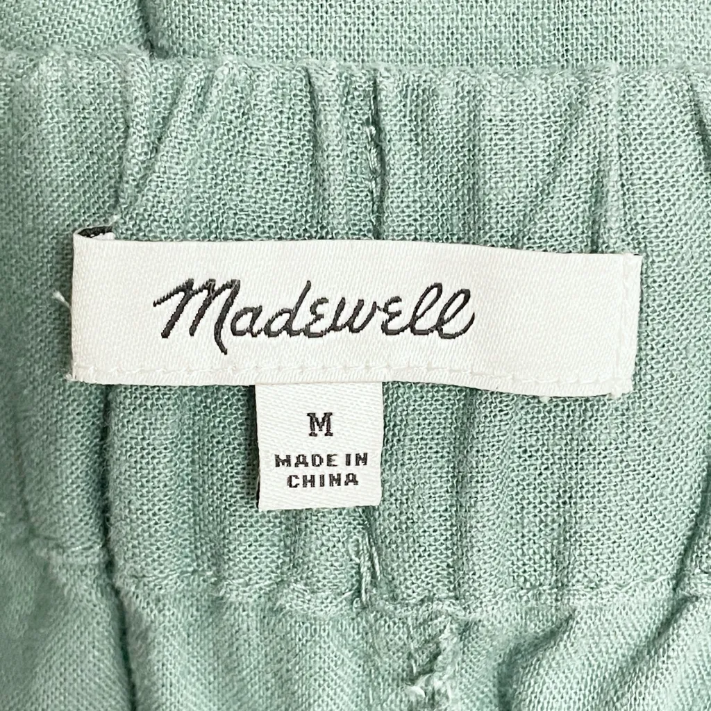 Madewell Linen Blend Side Button Midi Skirt Green Faded Shale Size M Eco Fabric - Image 7