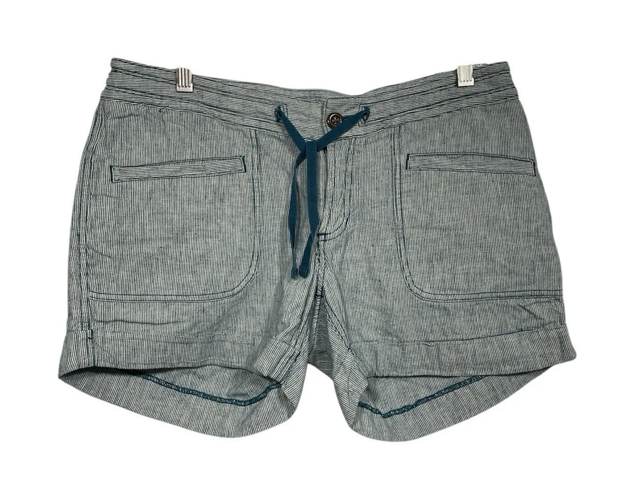 The North‎ Face Womens Size 6 Blue White Stripe Drawstring Shorts Casual - Image 1