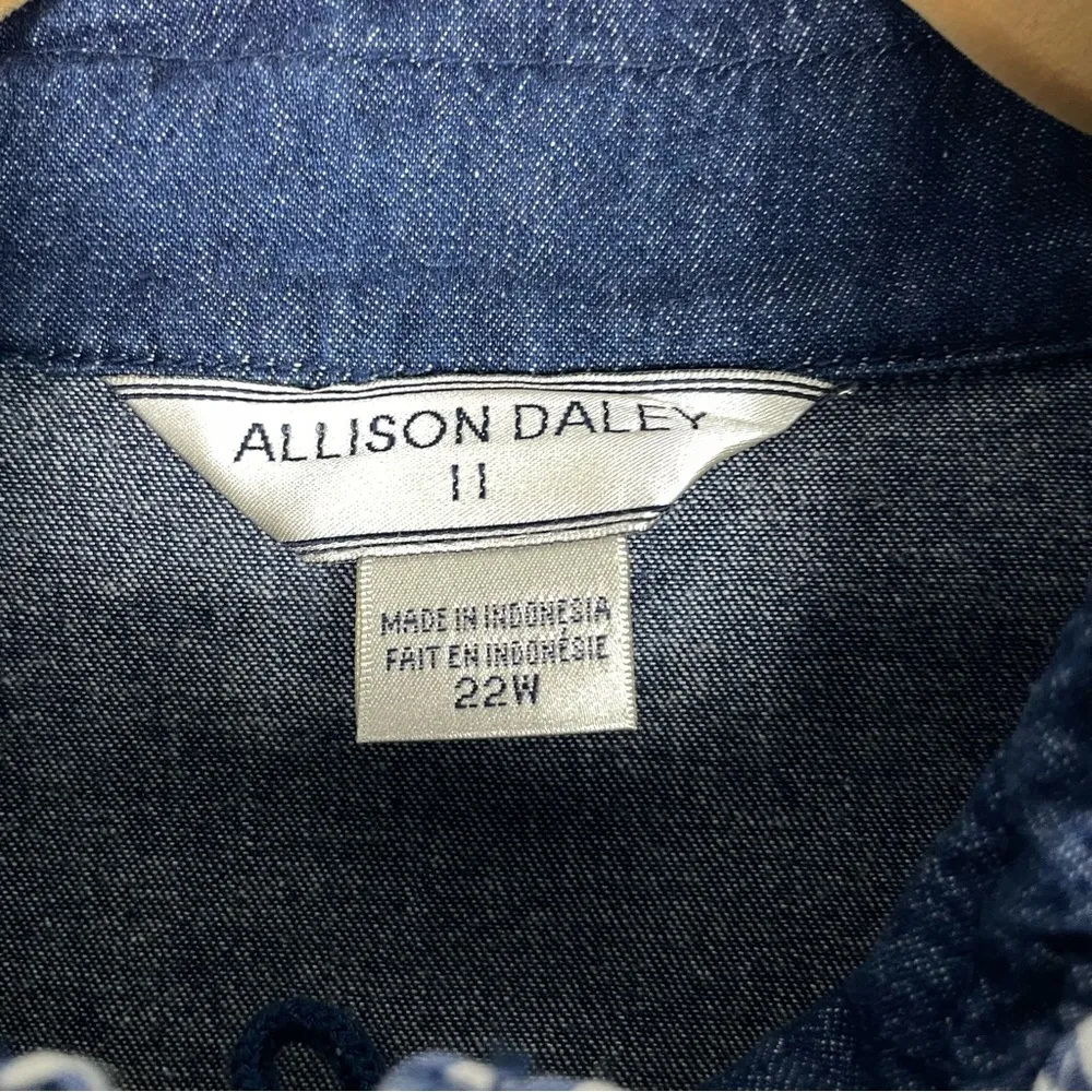 Allison Daley II Denim Jean Full Zip Vest With Striped Trim Women’s Sz 22W - Image 6