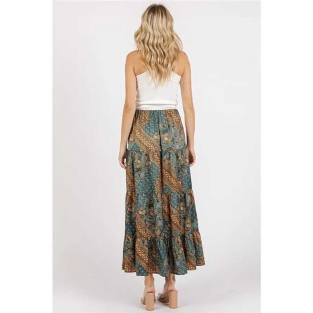 Mittoshop Paisley Patchwork Print Satin Maxi Skirt - Image 5