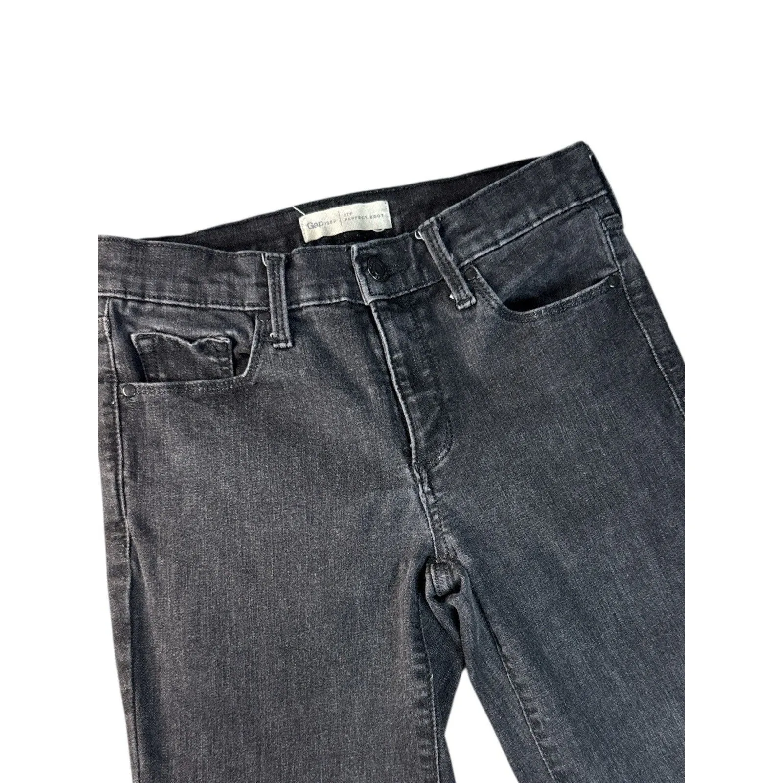 Gap Women’s Perfect Boot Black Jeans‎ Mid Rise Stretch Size 27P Petite Classic - Image 2