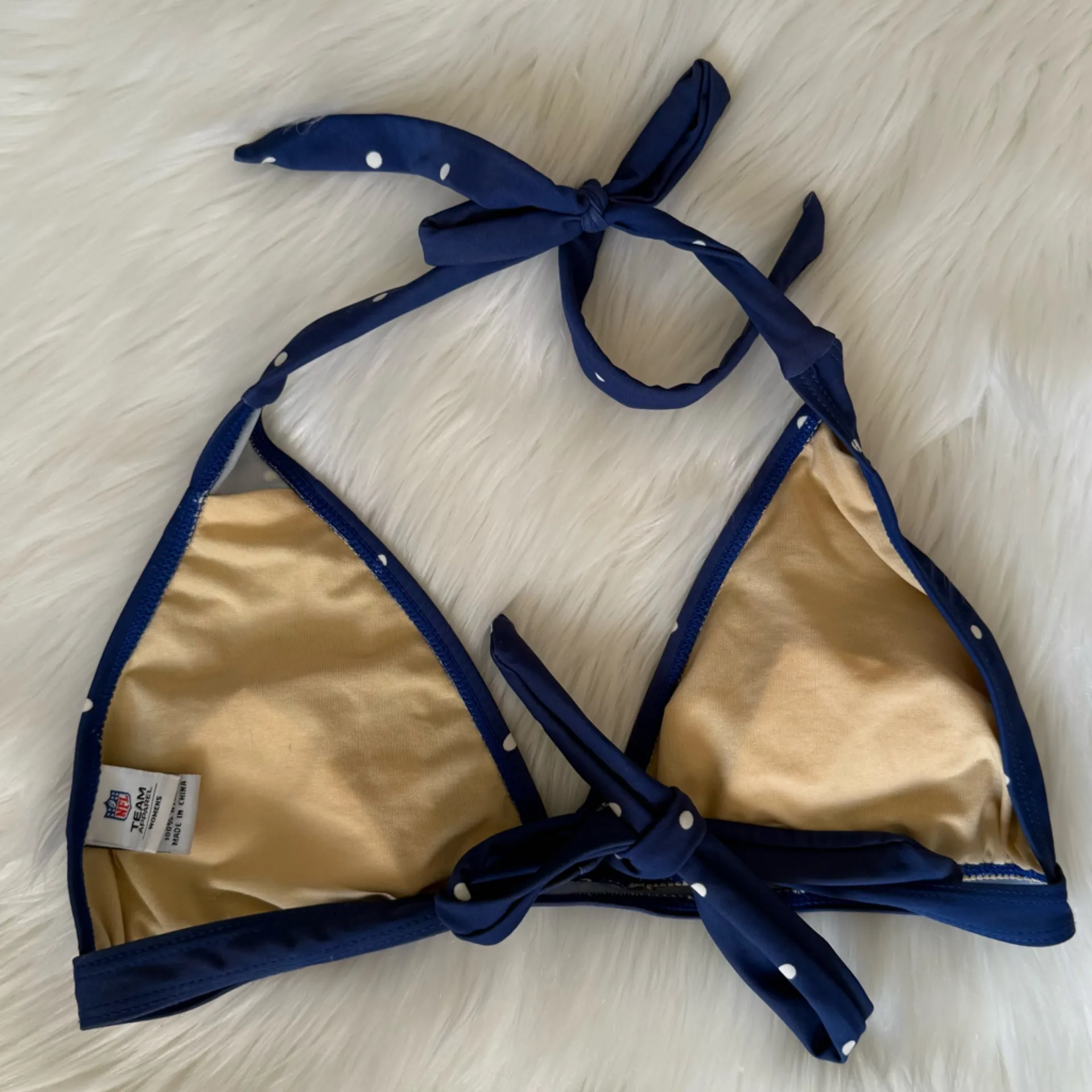 NFL Women's  New York Giants Blue Polka Dot Bikini Top Medium - Image 5