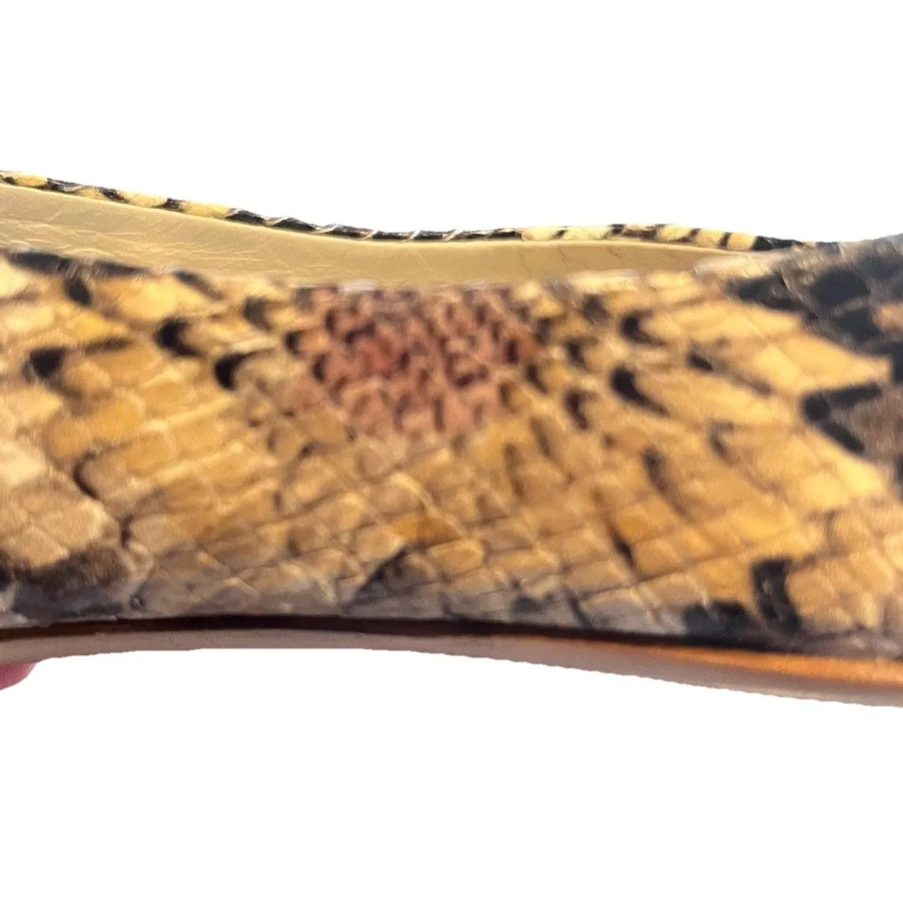 AGL Attilio Giustille Leombruni Snakeskin Print Leather Ballet Flat Size 5.5 Tan - Image 3