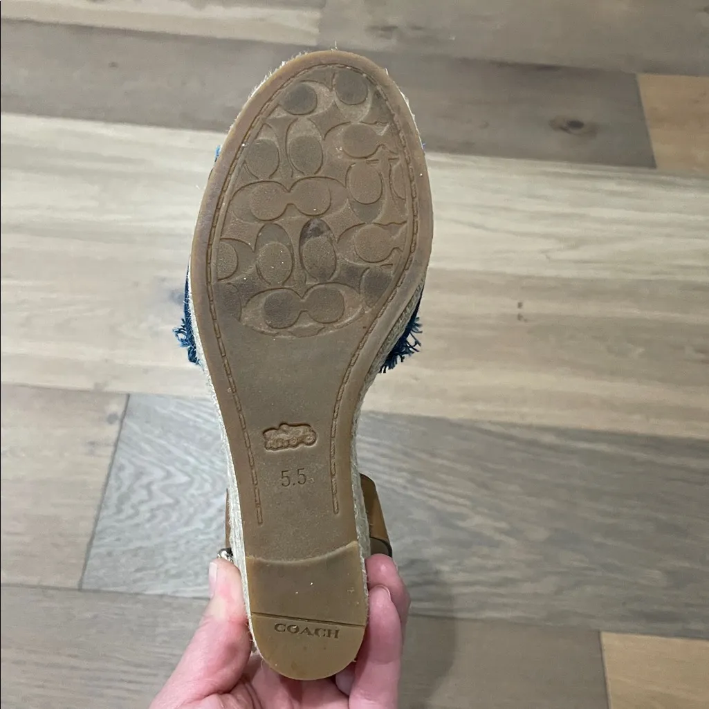 Coach Kelley Blue Denim Wedges Sandals Size 5.5 - Image 13