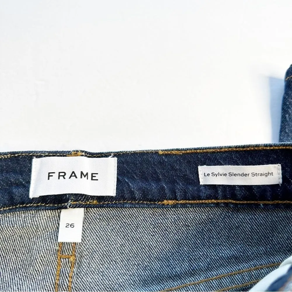 FRAME DENIM Le Sylvie Slender Straight Jeans High Rise Two Toned Wash Size 26 - Image 7