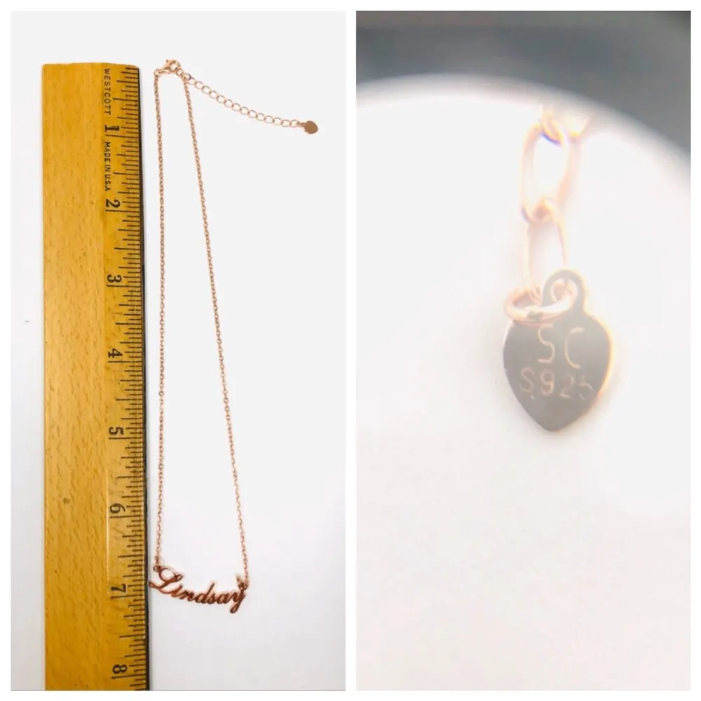 “LINDSAY” rose gold sterling silver name necklace - Image 6