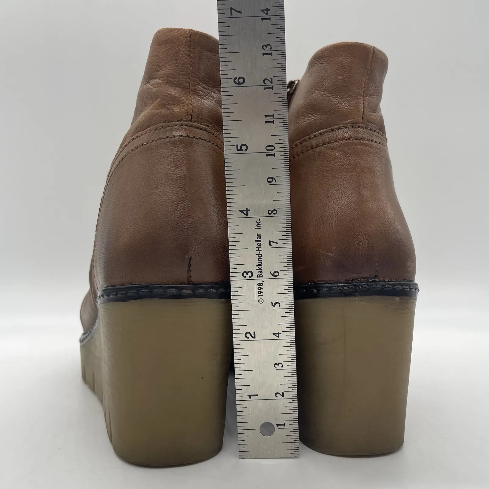 Diba True Womens 8 Booties Next Day Wedge Platform Brown Leather Soft Side Zip - Image 5