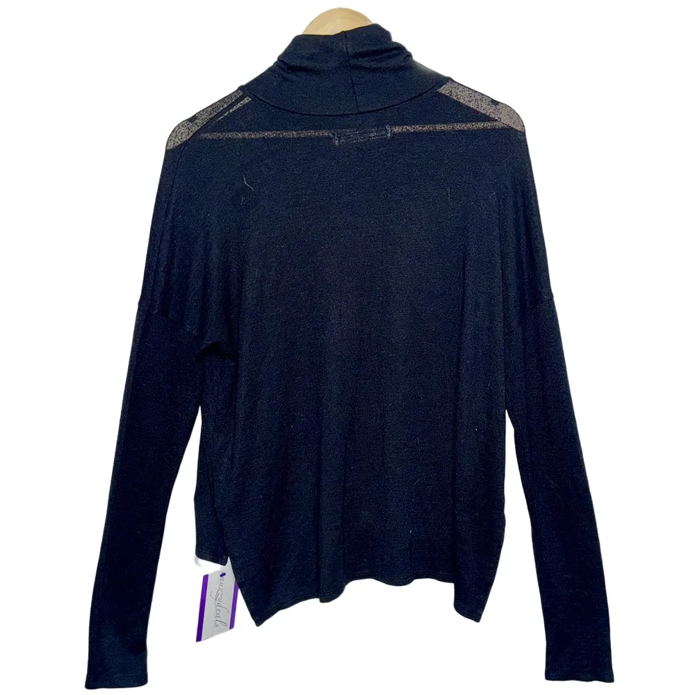 Abercrombie & Fitch Black Sheer Long Sleeve Mock Neck Turtleneck Sweater Size M - Image 2