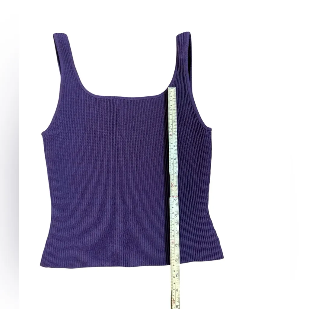 Aritzia Babaton Sculpt Knit Squareneck Ribbed Cropped Tank Sz M Rich Purple - Image 8