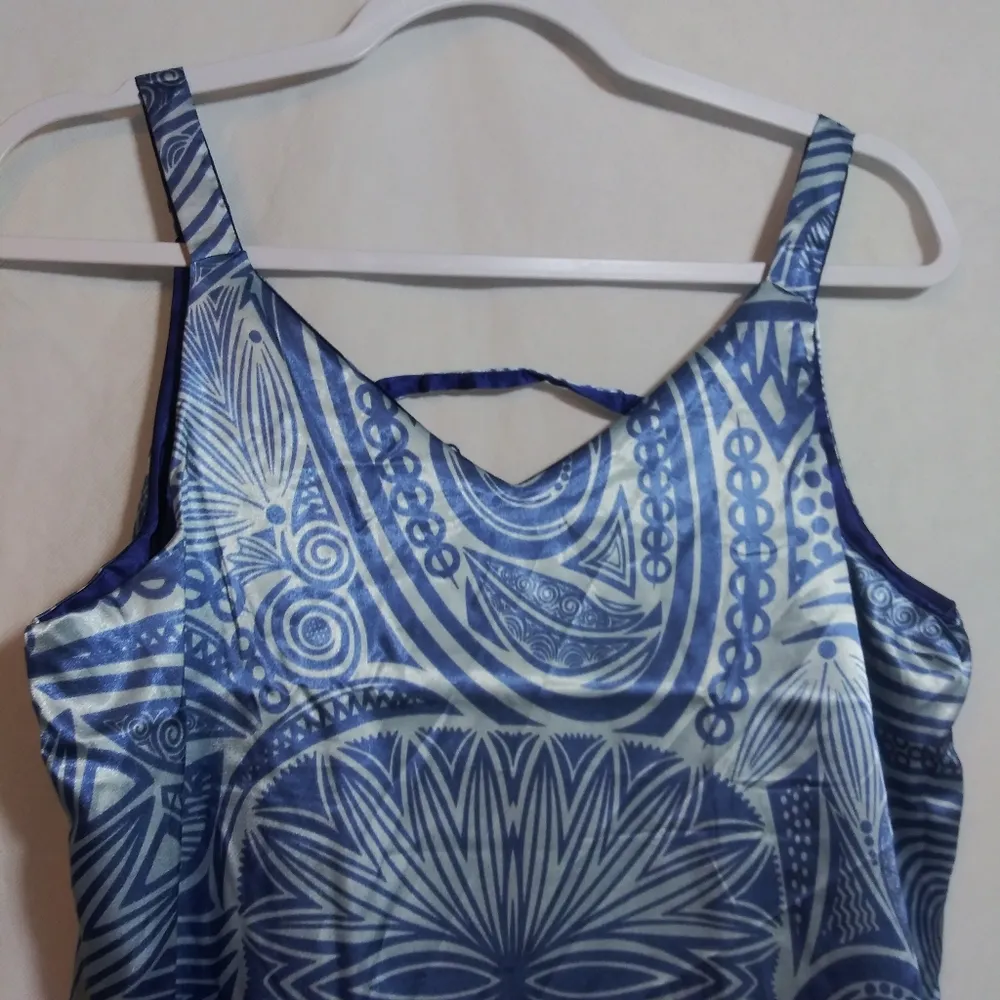 Serra Women's Blue V-Neck Reversible Geometric Retro Tank Top Size S - Image 2