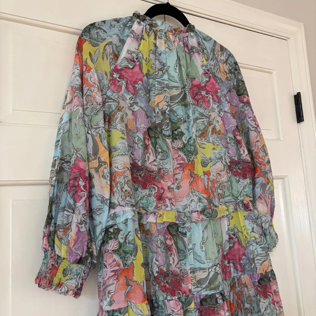 NEW Alice + Olivia Layla Midi Dress Lola’s Dream Rare Printed Size Small Graphic - Image 12