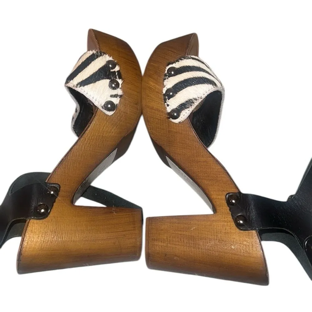 Sesto Meucci Zebra Hairy Calf  Print snd Black Women's Sandals Size 37 - Image 4