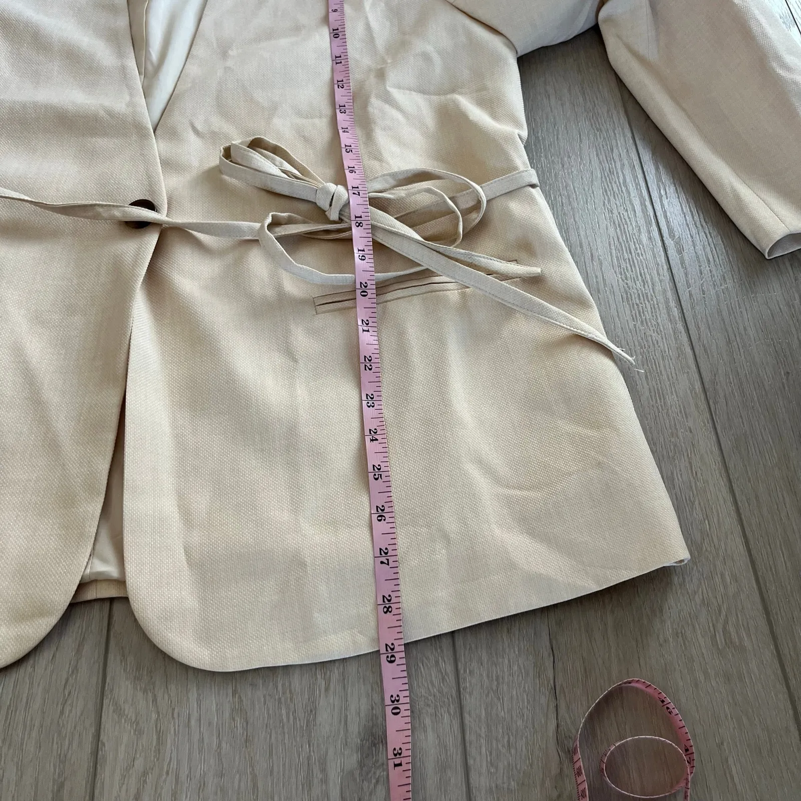 RIHOAS Women’s Cream Single Button Blazer Tie Waist Sz L Size L - Image 6