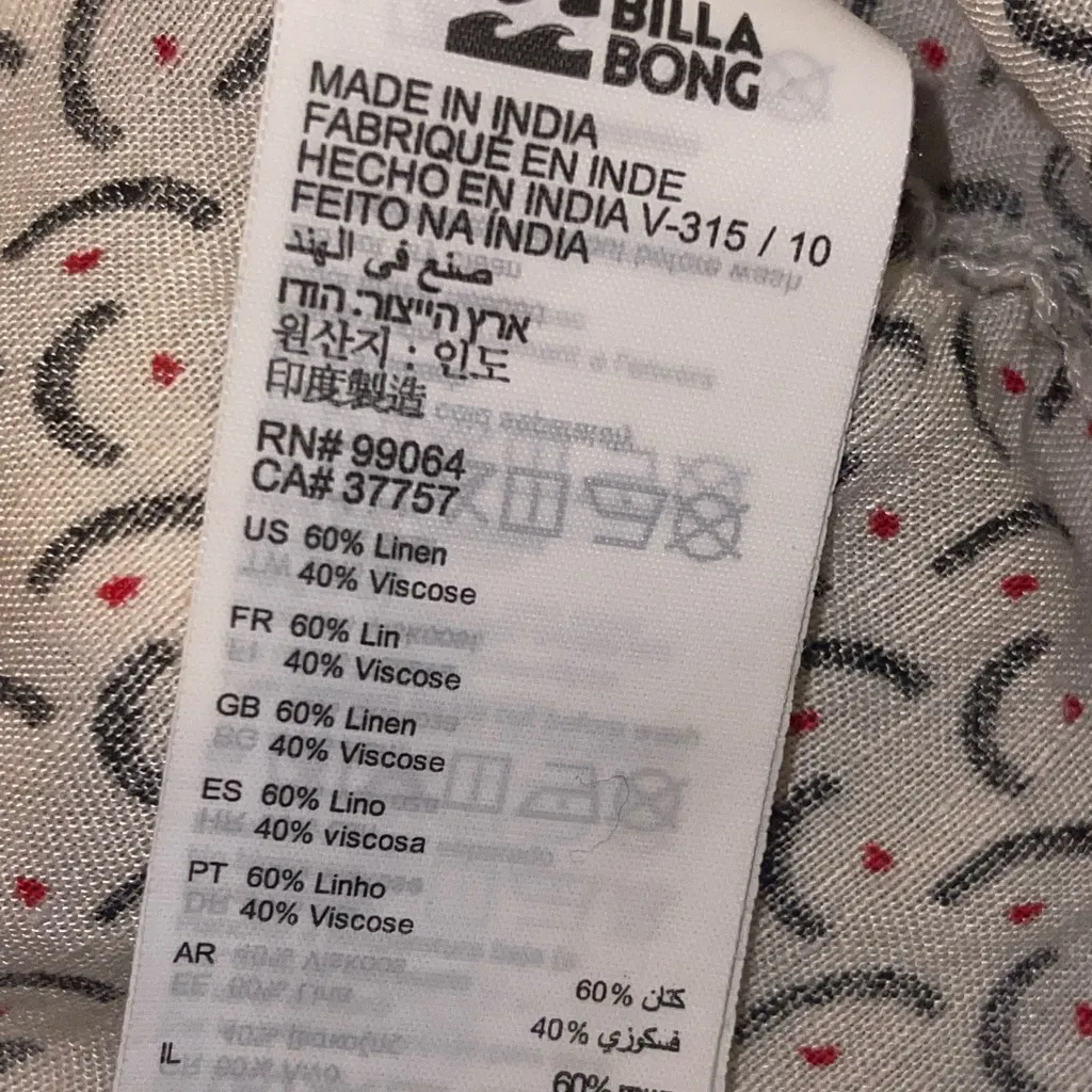 Billabong White and Black Wrap cropped Blouse top shirt woman’s size large - Image 5