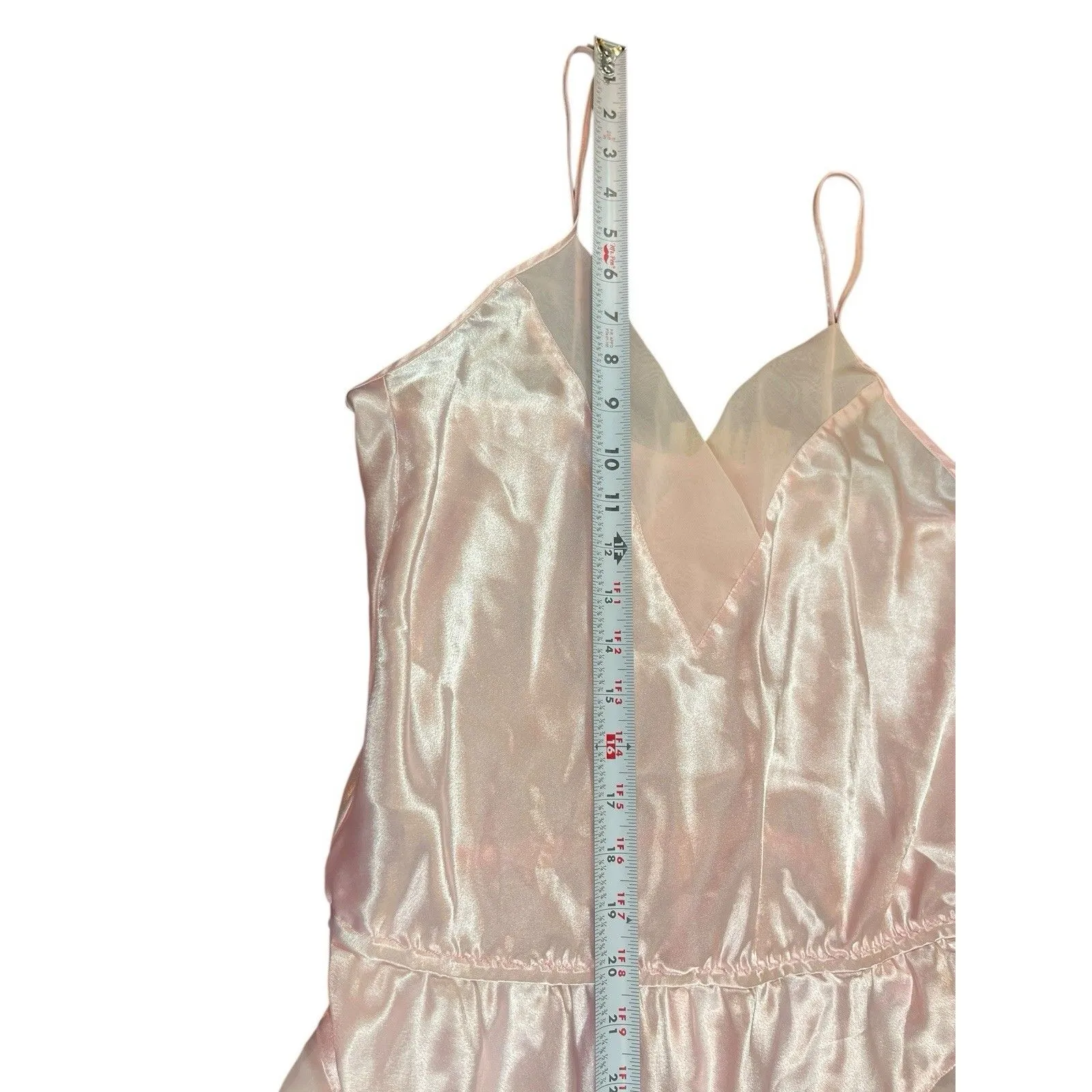 Victoria Secret Pink Satin Teddy Lingerie M VTG Gold Label Ruffle Trim Bodysuit Size M - Image 10