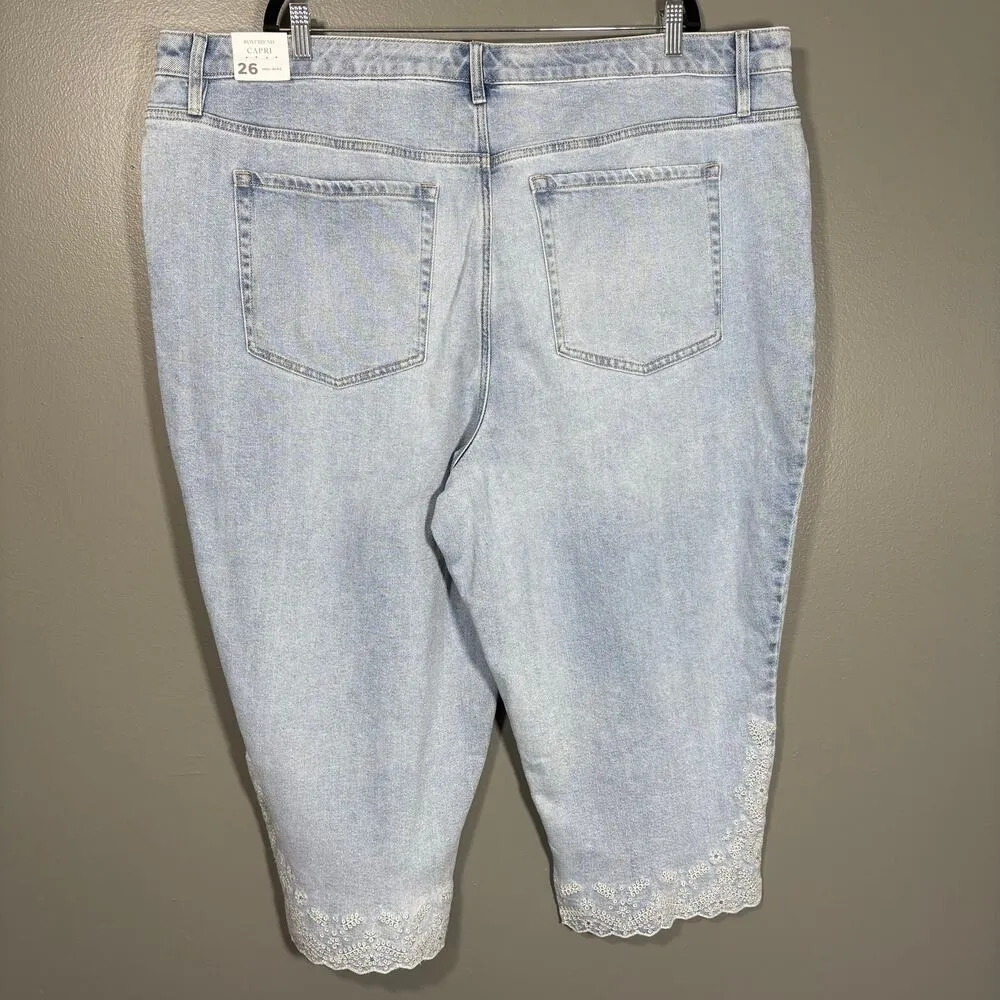 Lane Bryant NWT Coquette Embroidered Boyfriend Capri Jeans - 26 - Women's Plus - Image 10
