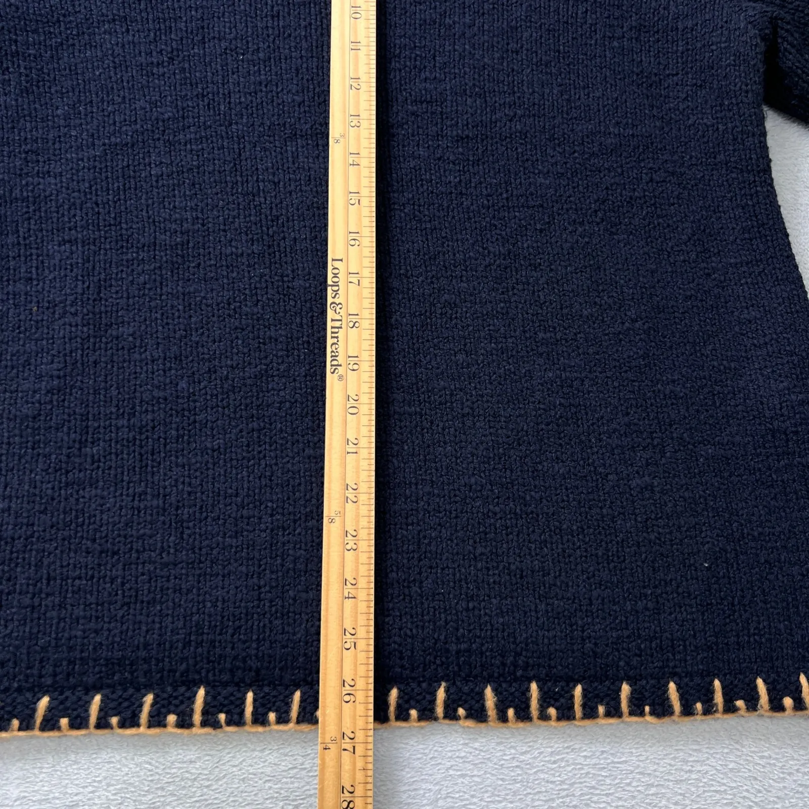 Pure Jill Women's‎ Large Navy Blue Knit Sweater Whipstitch Trim Cotton Blend - Image 8
