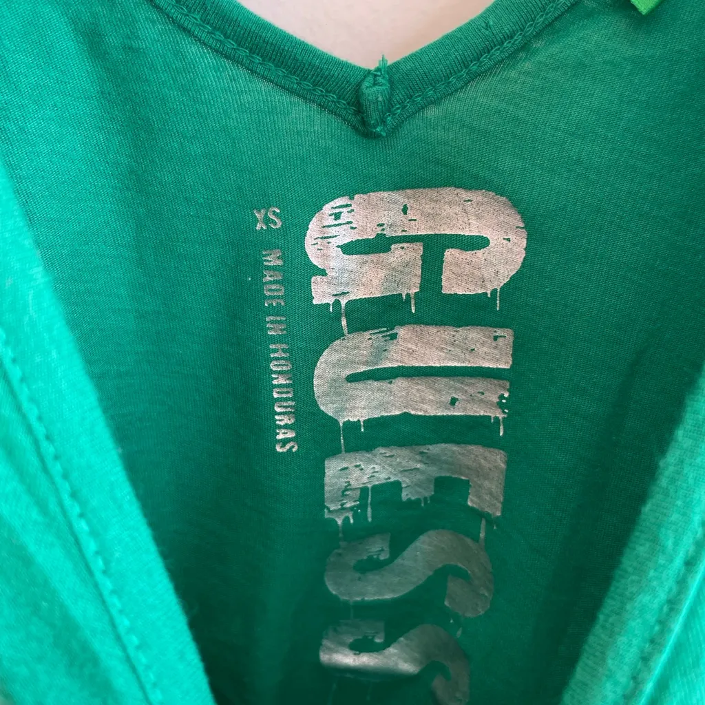Vintage Y2K Guess Logo Bling Top Size XS Green Ruched Sides - Image 4