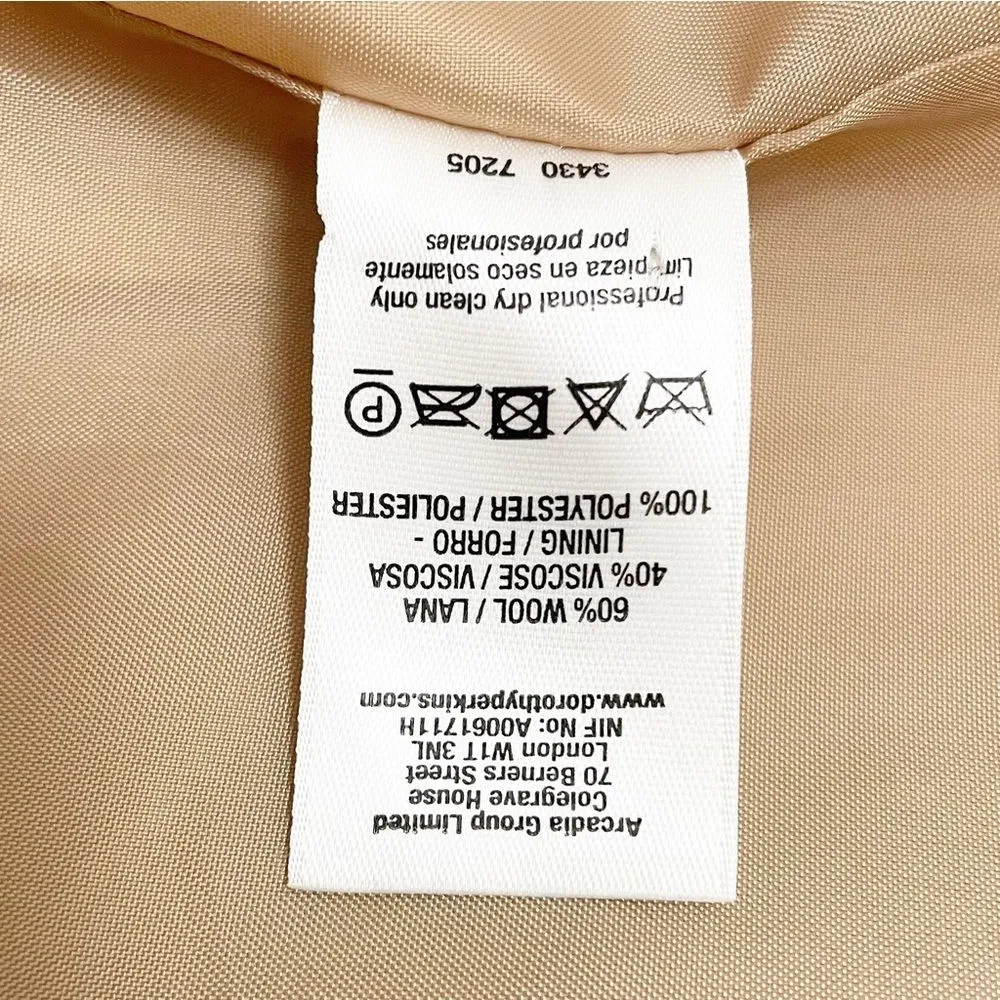 Dorothy Perkins Wool Military Cape in Camel Lined Coat Women’s Size 10 US 42 EU - Image 12