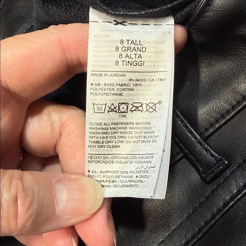 Old Navy NWT Black Faux Leather High Rise Wide Leg Trousers Pants Size 8 Tall - Image 8