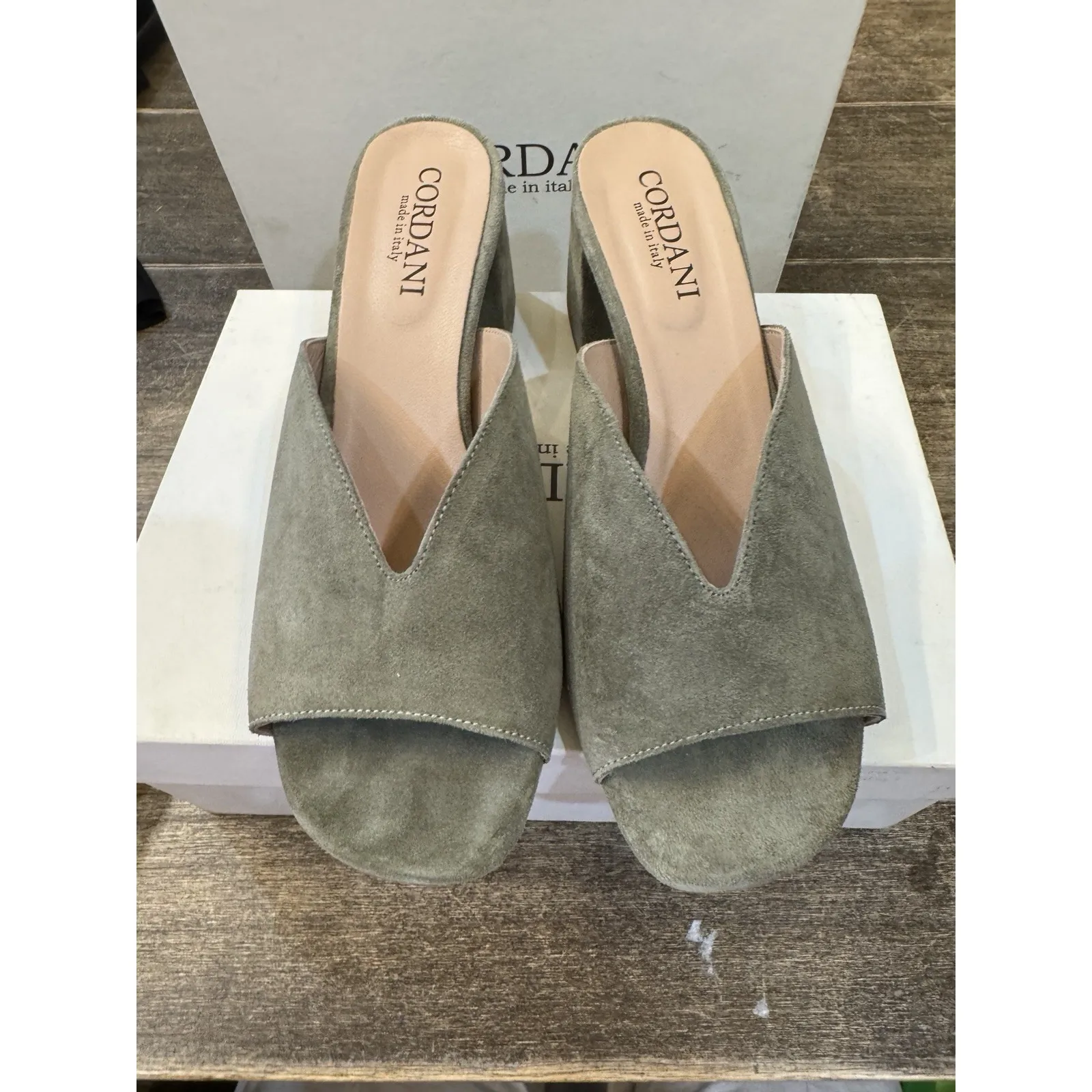 Cordani Pollie Shoes Slide Heeled Sandal Ivy Green Suede Size 41 US 10 - Image 2