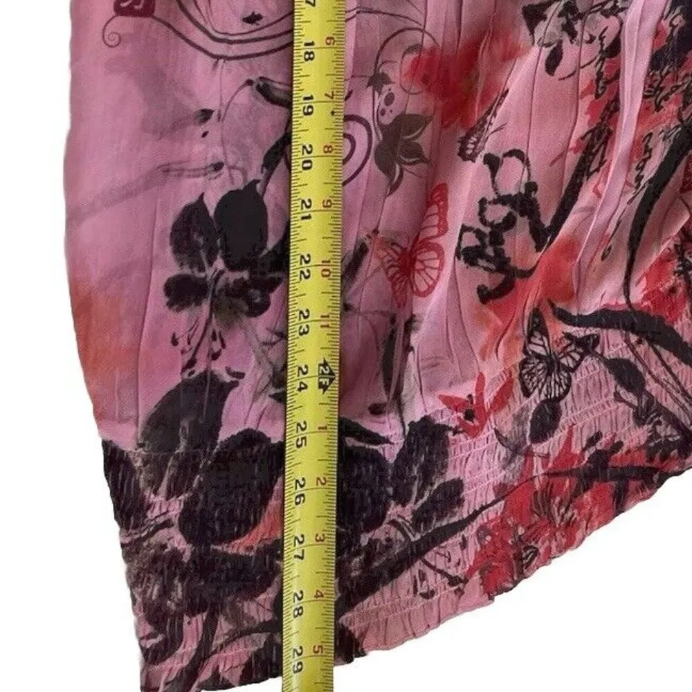 Serenade Women's Blouse Sz 18/20W Plated Button Up Chiffon Shirt Ruffle Sleeve Pink - Image 5