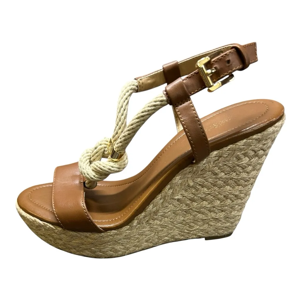 Michael Kors Holly Sandals Women's Size 6M Brown Rope Trim Wedge Heel - Image 13