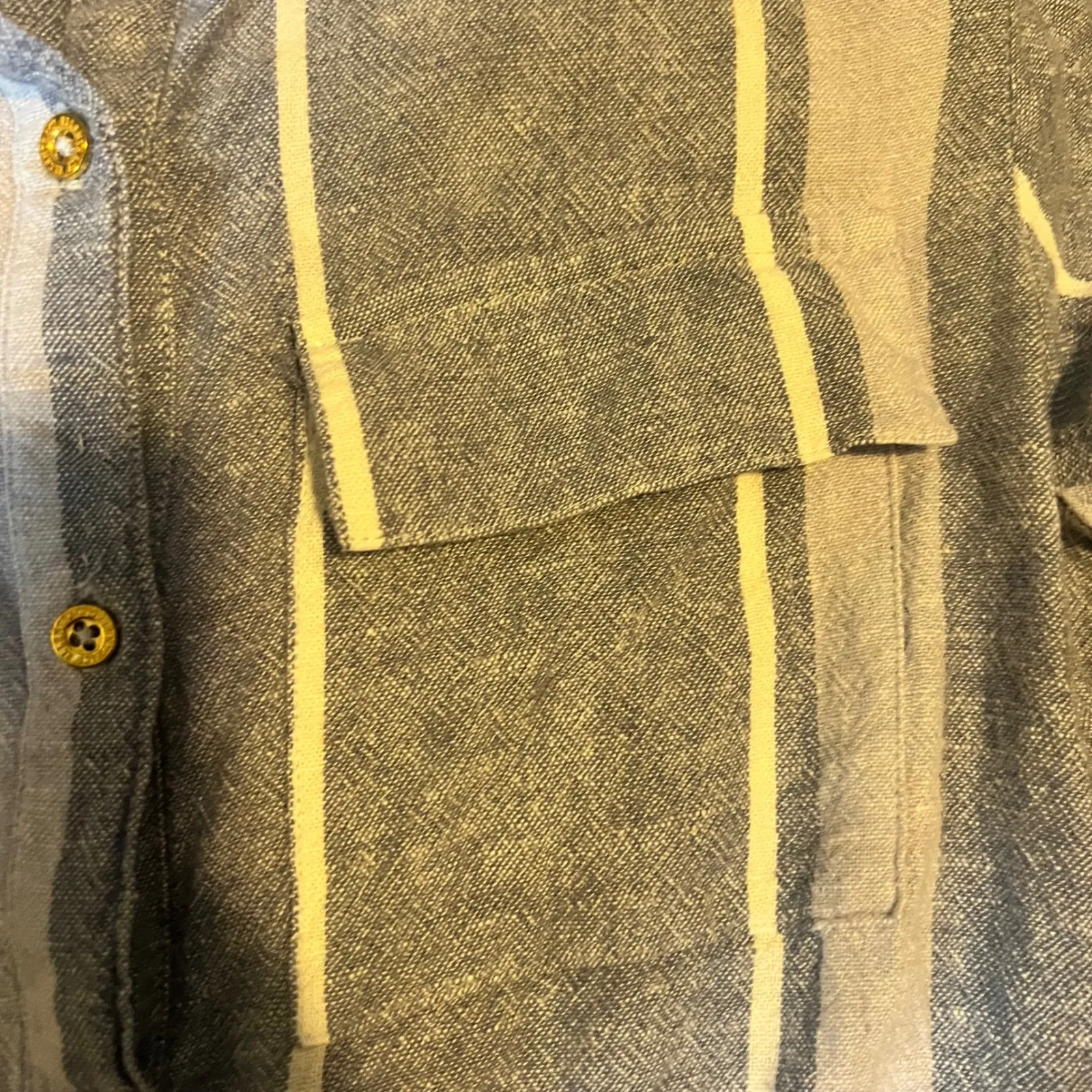 ELLEN TRACY Striped Linen Blend Tunic Shirt Dress Womens Small Roll Tab Sleeves - Image 4