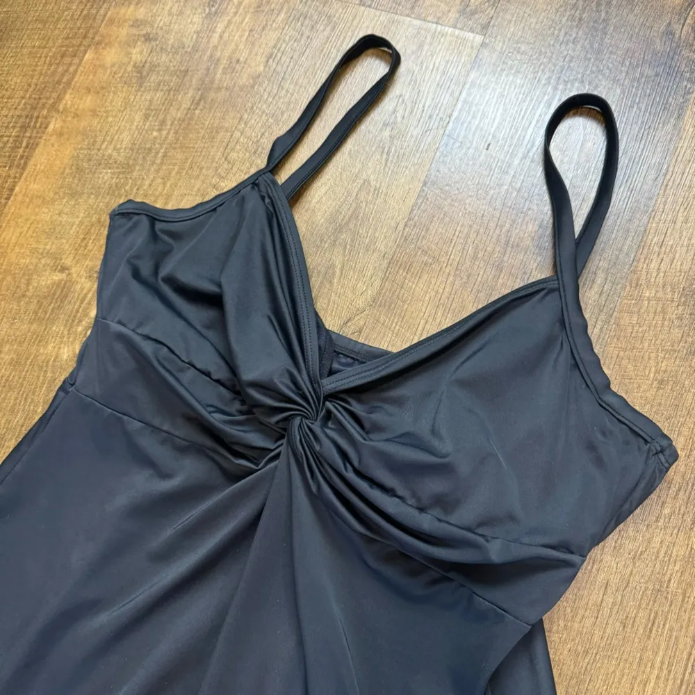 Dreamsuit by Miraclesuit Black Knotted Twist Drape Tankini Swim Top Sz 12 - Image 7