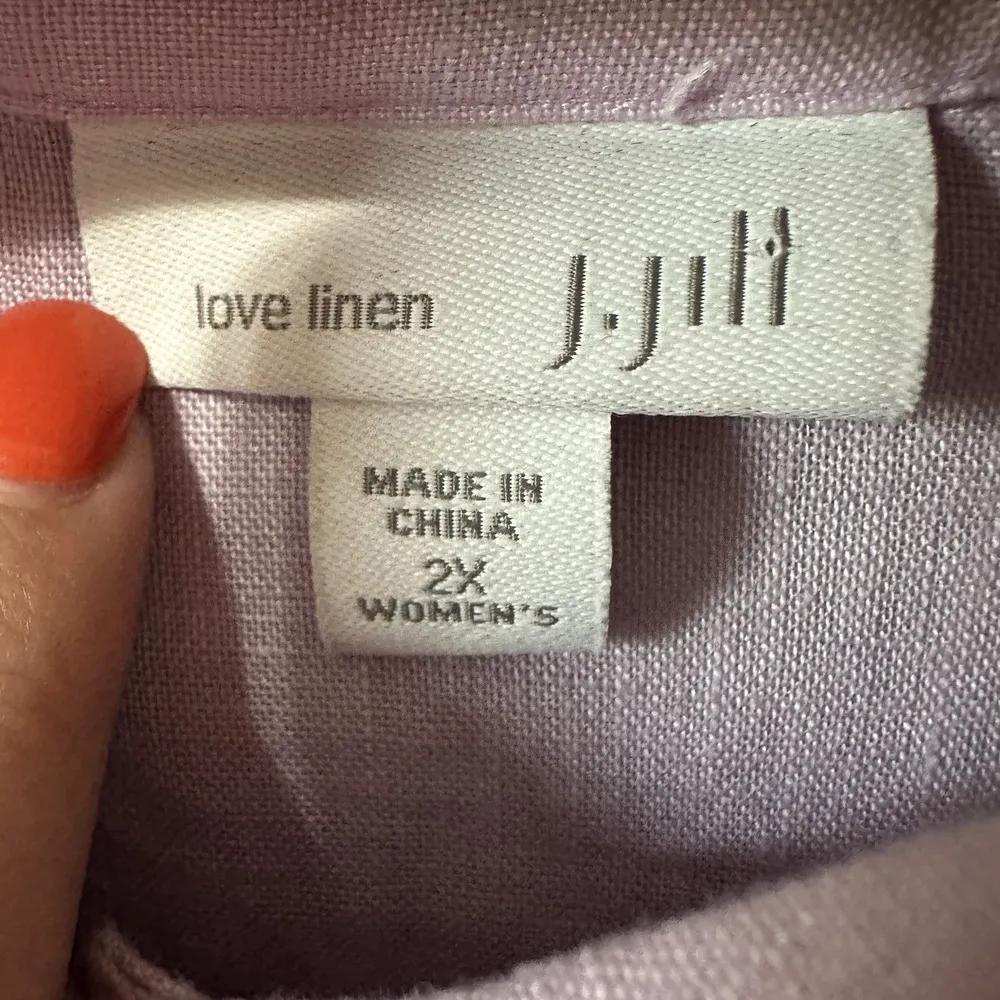 J. Jill Love Linen Essential Button Up Tunic Shirt Plus Size 2X Purple Lagenlook - Image 5