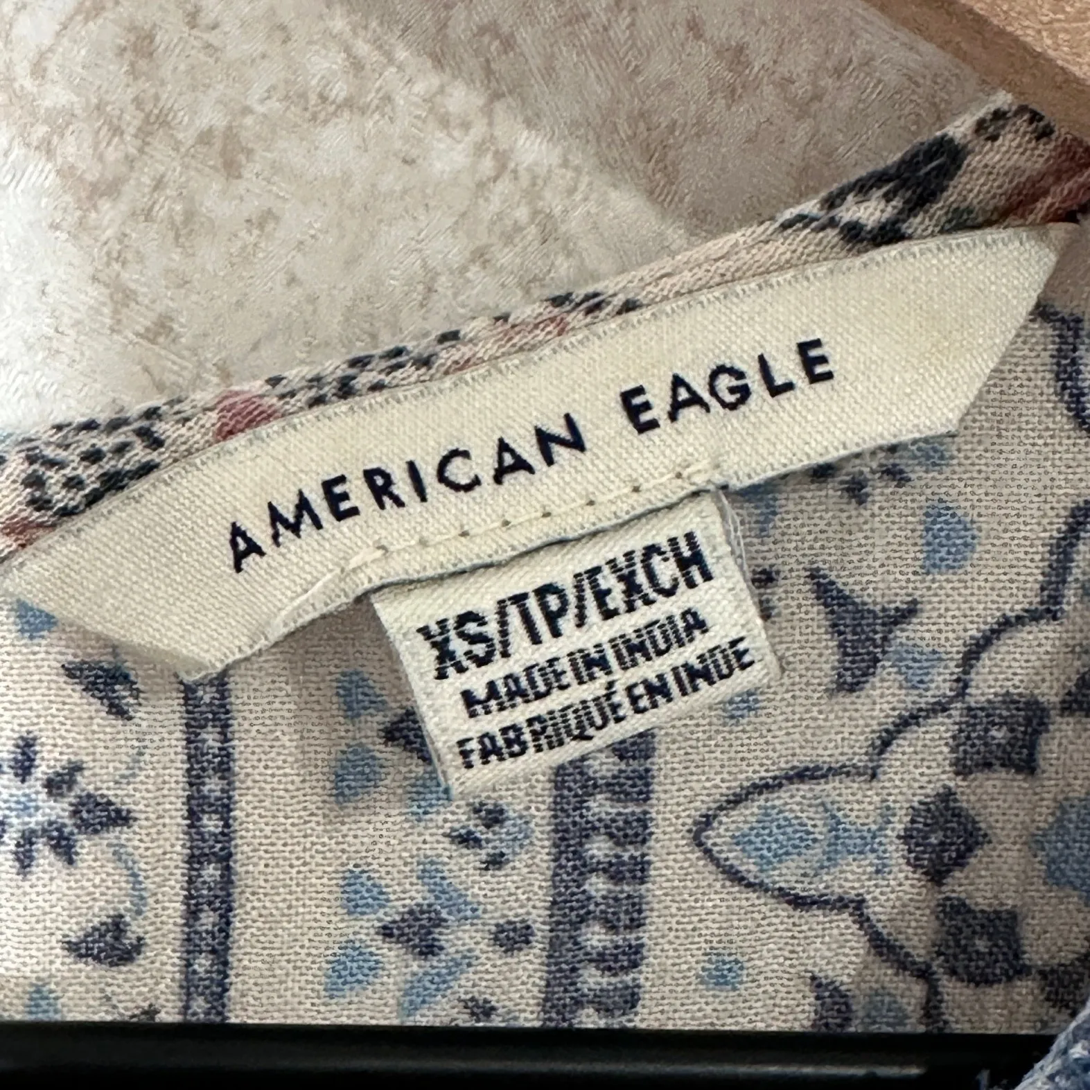 American Eagle Peasant Blouse Floral Tassel Long Sleeve Boho cottage Top Size XS - Image 2