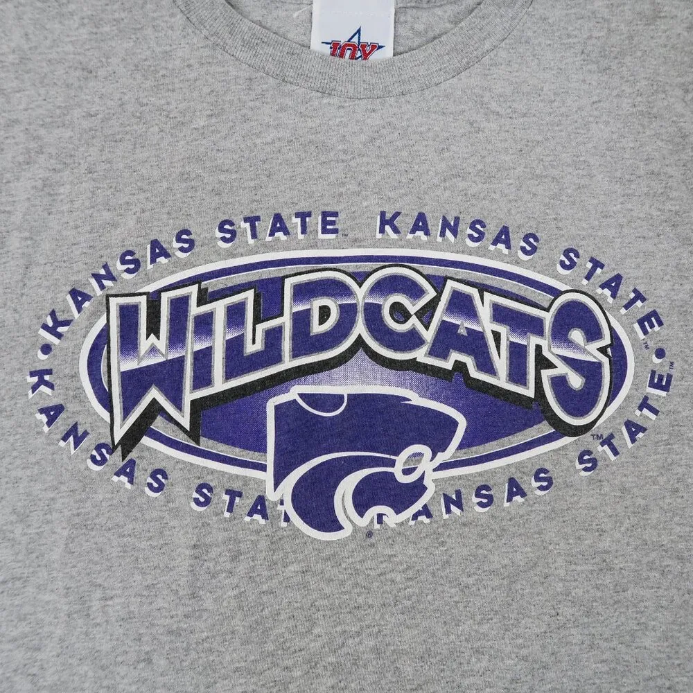 Vintage 90s Kansas State Wildcats Shirt Gray Size M - Image 4