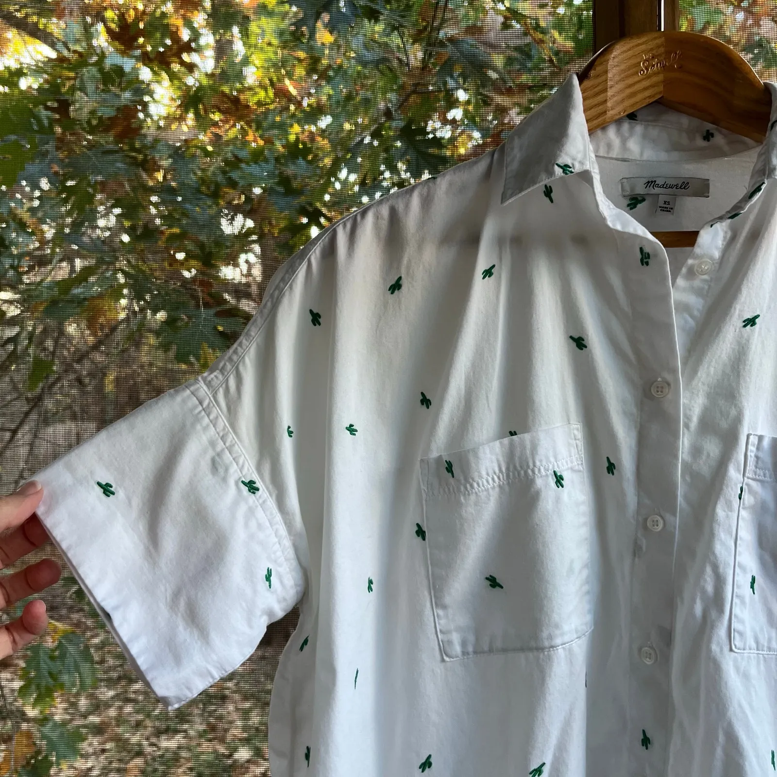 Madewell Women's Embroidered Cactus Courier Shirt 100% Cotton Size XS - Image 6