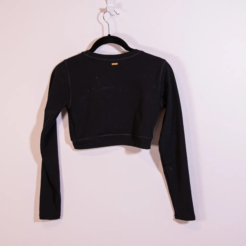 L*Space Active Aim High Crew Neck Long Sleeve Crop Top Solid Black Small - Image 4