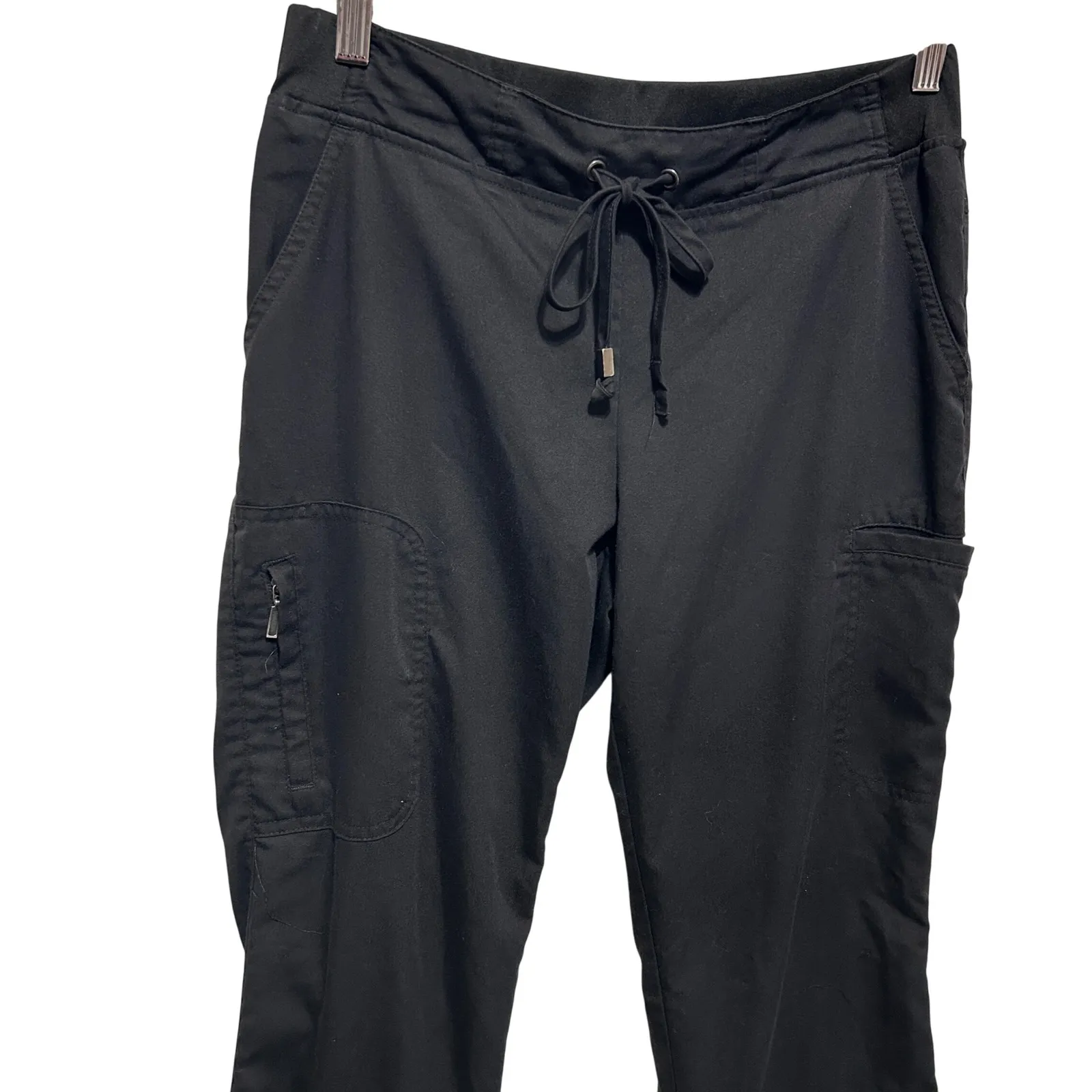 Greys Anatomy Womens Scrub Pants S Black Drawstring Cargo Medical Work Uniform - Image 3