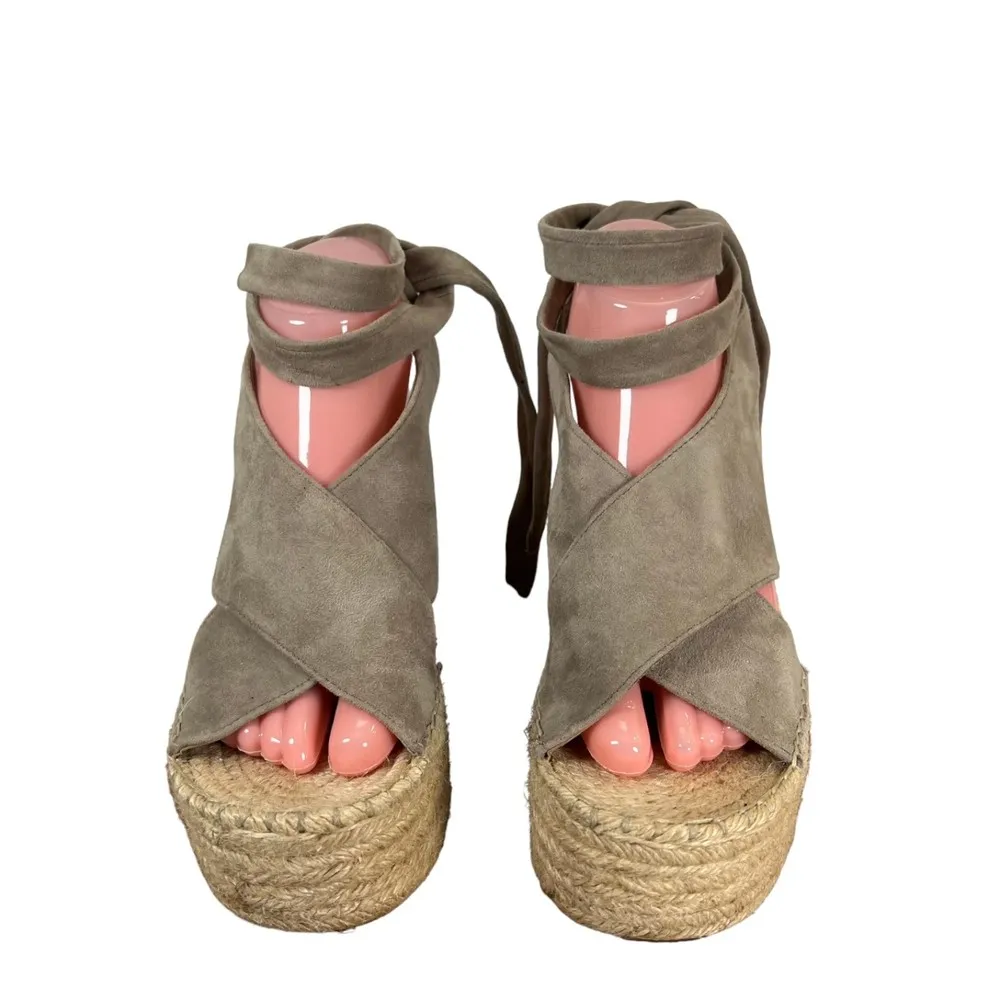 Marc Fisher Suede Leather Ankle Tie Wedge Heel Size 9.5 - Image 2