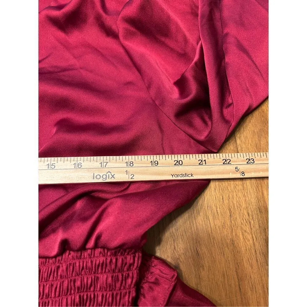 Eloquii Elements Womens Smocked Waist Midi Dress Size 16 Burgundy - Image 8