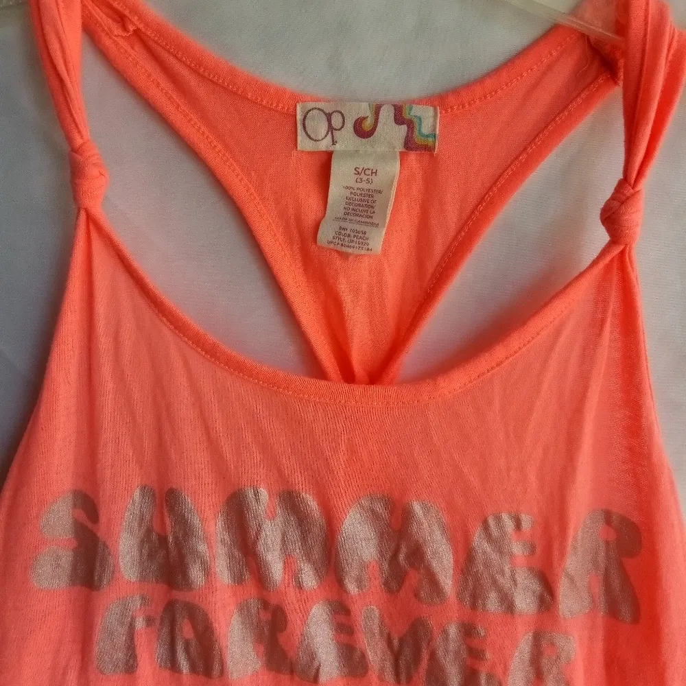 OP S SUMMER FOREVER Hi-Lo Racerback Highlighter Orange Tank Top - Image 3
