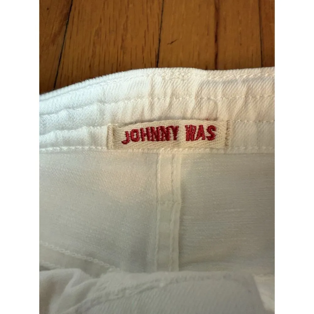 Johnny Was Size 29 The Braided Wide Leg High Rise Stretch Jean White $278 NWT - Image 9