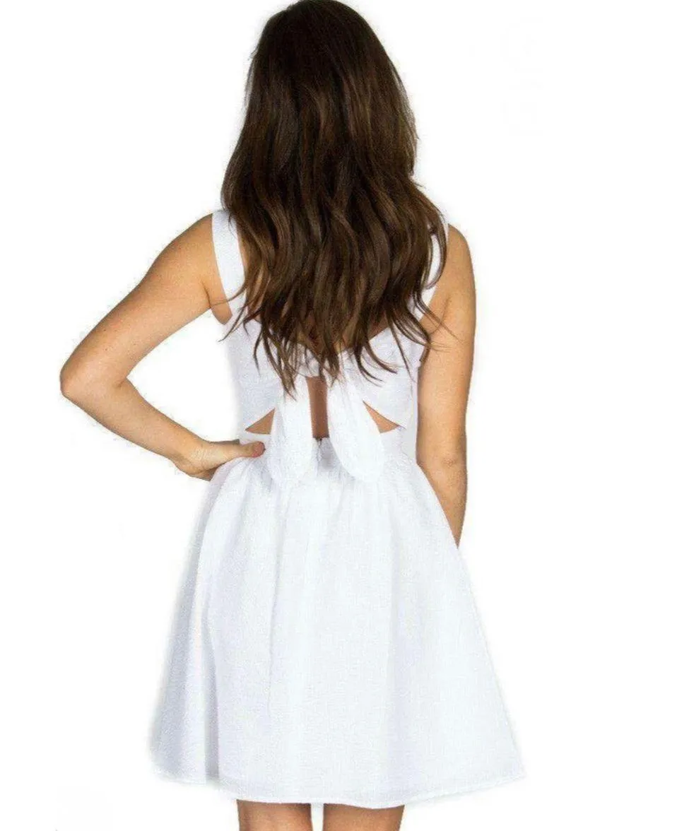 The Garrison Seersucker Antique White Mini Dress - Image 2