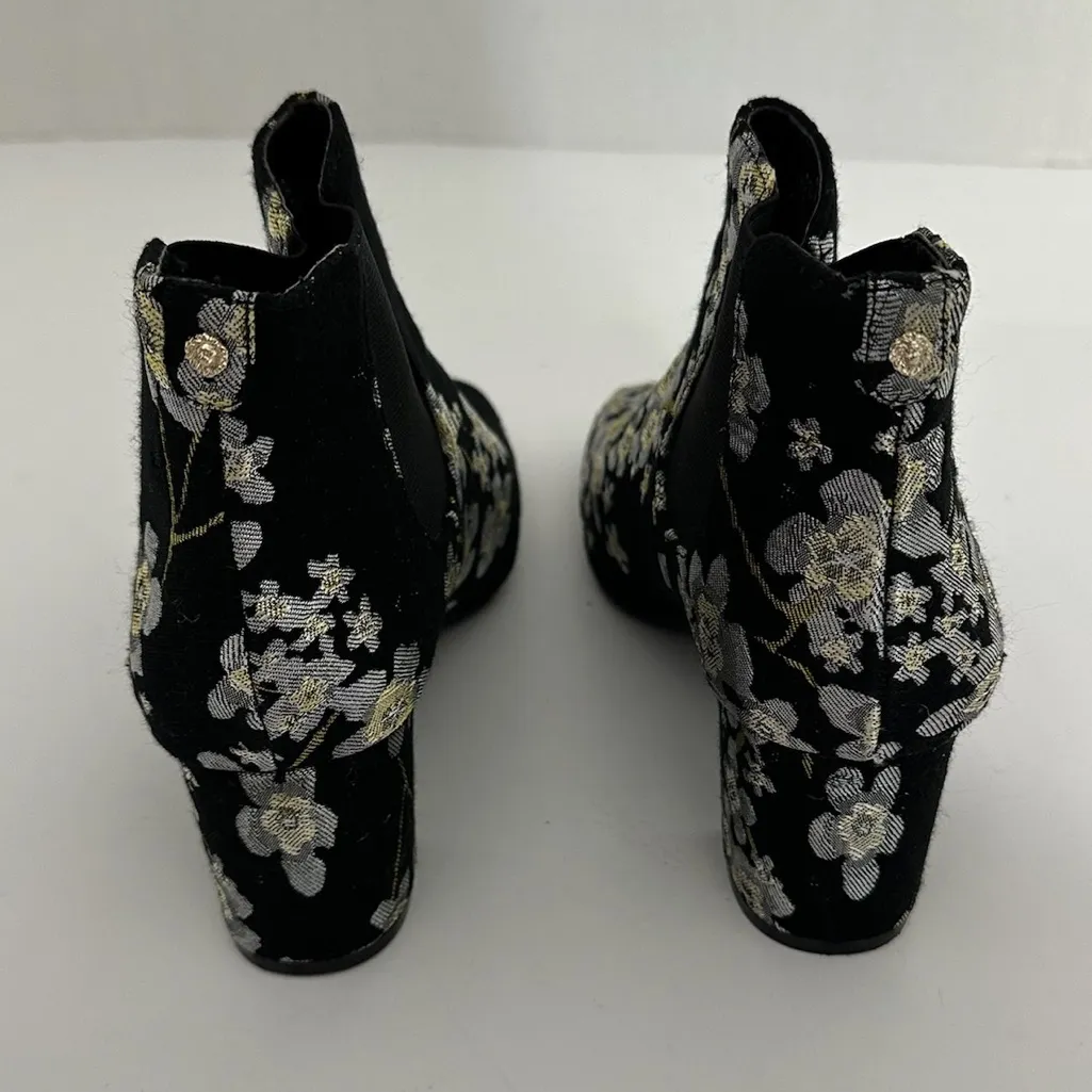 Anne Klein Gorgia Chelsea Floral Brocade Ankle Boots Black Booties Size 6M - Image 5