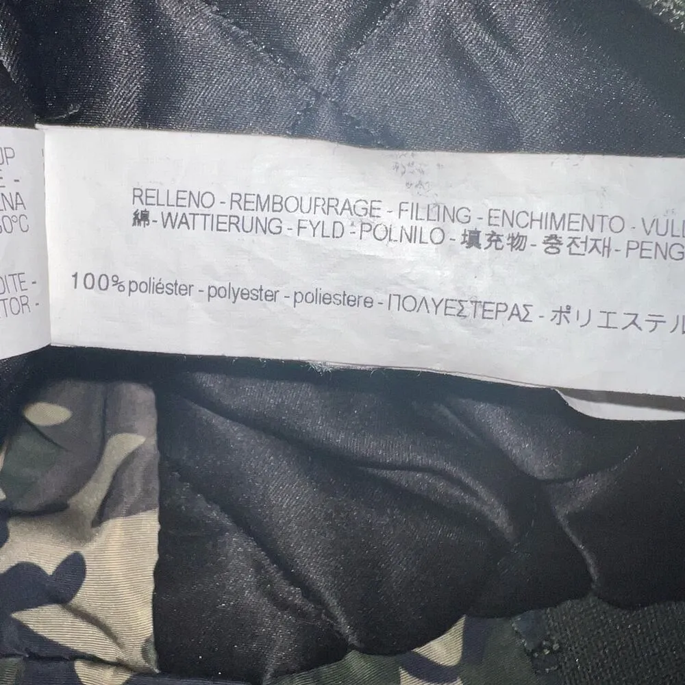 Zara Camouflage Floral Embroidered Faux Fur Hood Puffer Coat Size L Soft Cuffs - Image 14