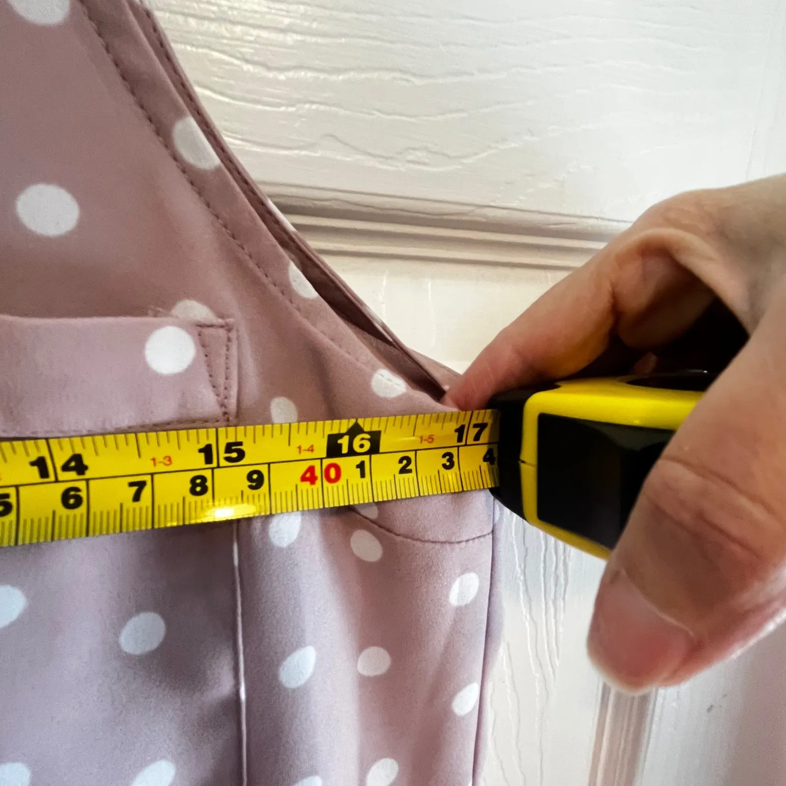 Express Womens Polka Dot Sleeveless Button Up Shirt Top XS Pink White Classic - Image 7