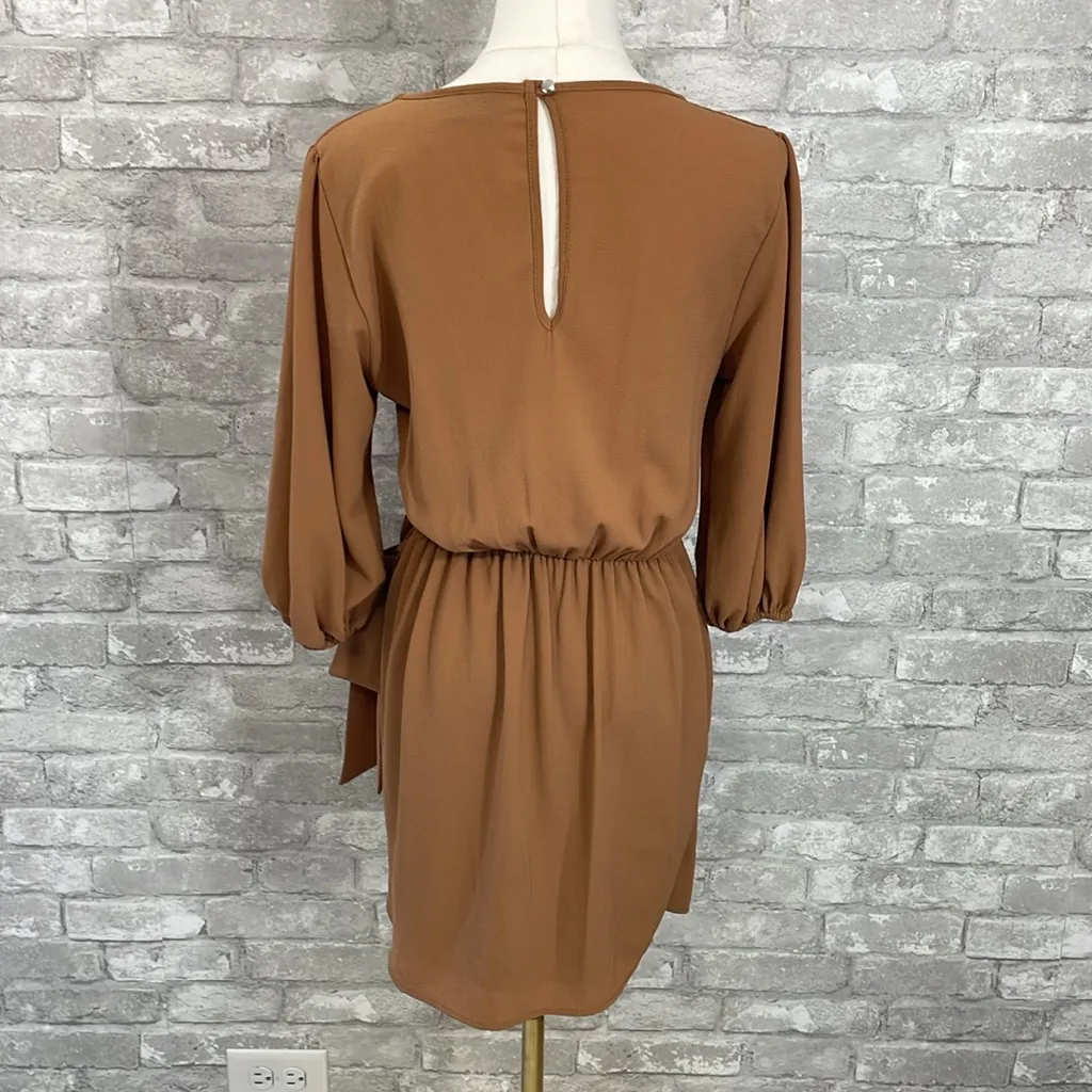 Vici Tan Long Sleeve Wrap Dress - Image 4