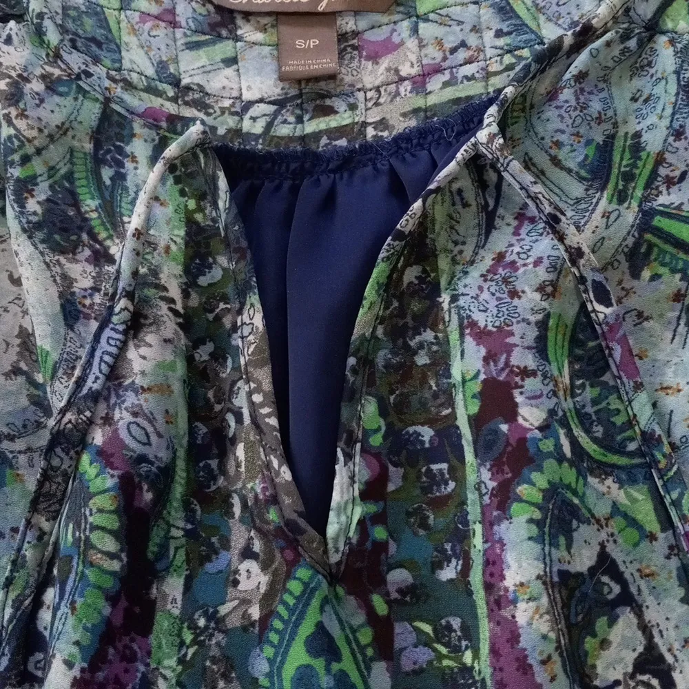 Charlie Jade Blue Green Multicolored Paisley Floral Print Long Sleeve Dress - Image 16