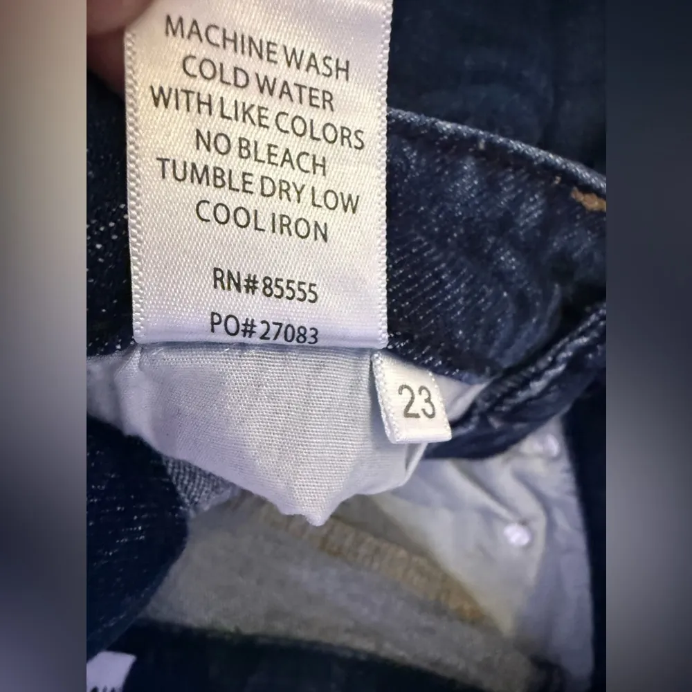 Pistola baggy jeans, dark denim, distressed high waist zip bottom size 23 - Image 9