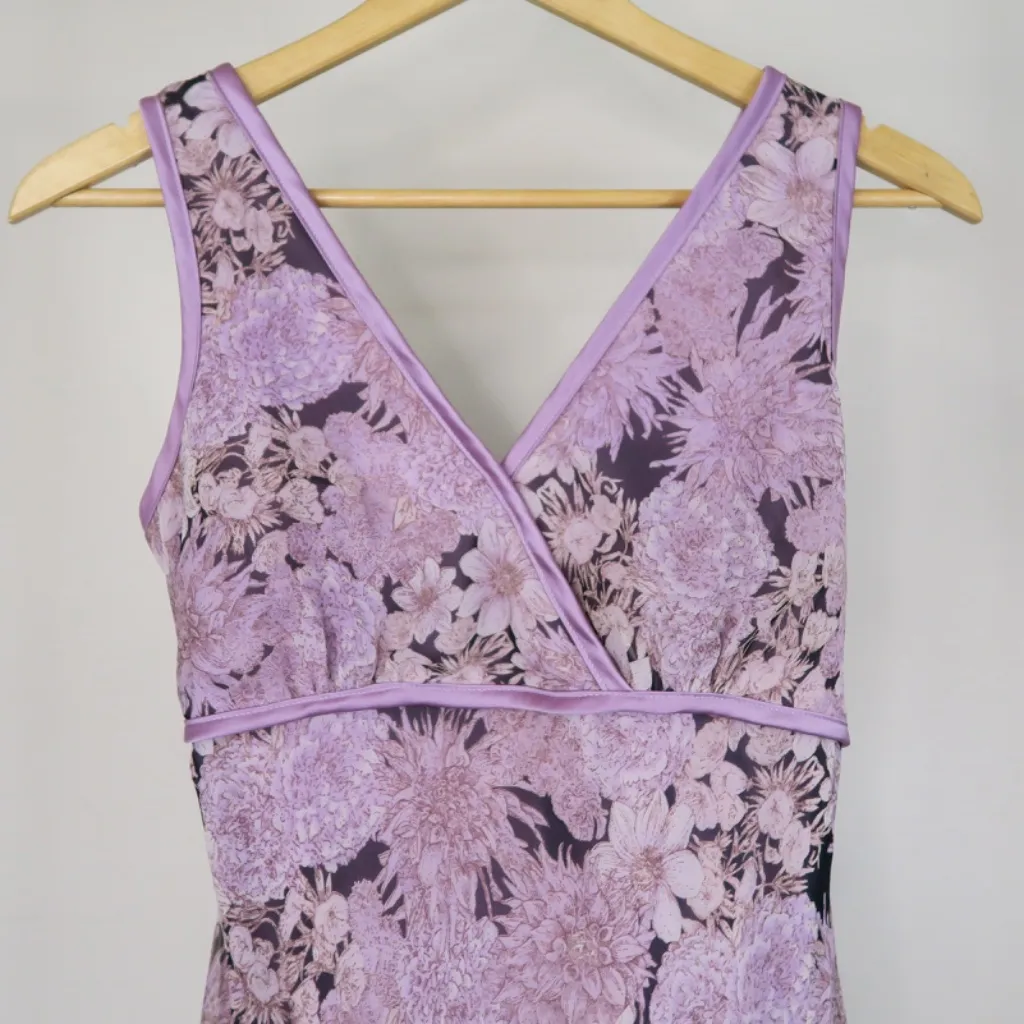 Vintage Y2K Studio Y Purple Floral Asymmetrical Midi Dress - Image 5