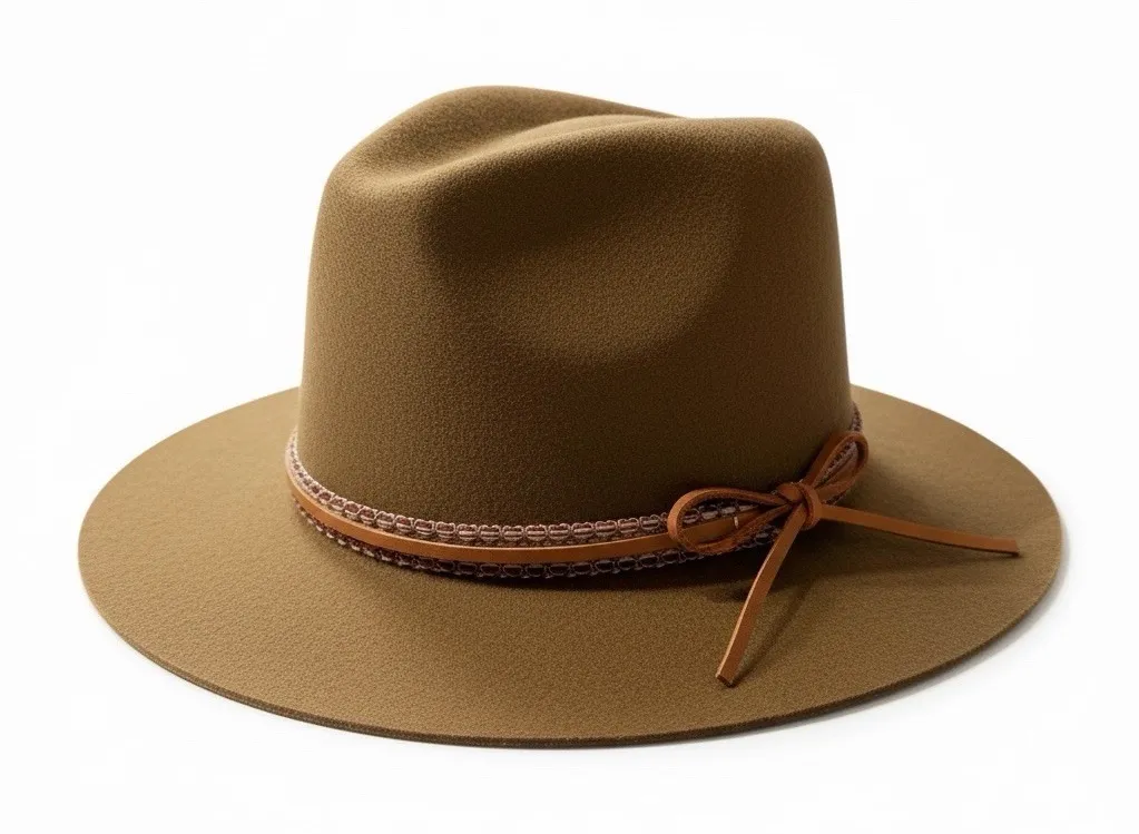 Anna & Ava Women 100% Wool Fedora Hat Brown Western Rancher Wide Brim Boho Fall - Image 1