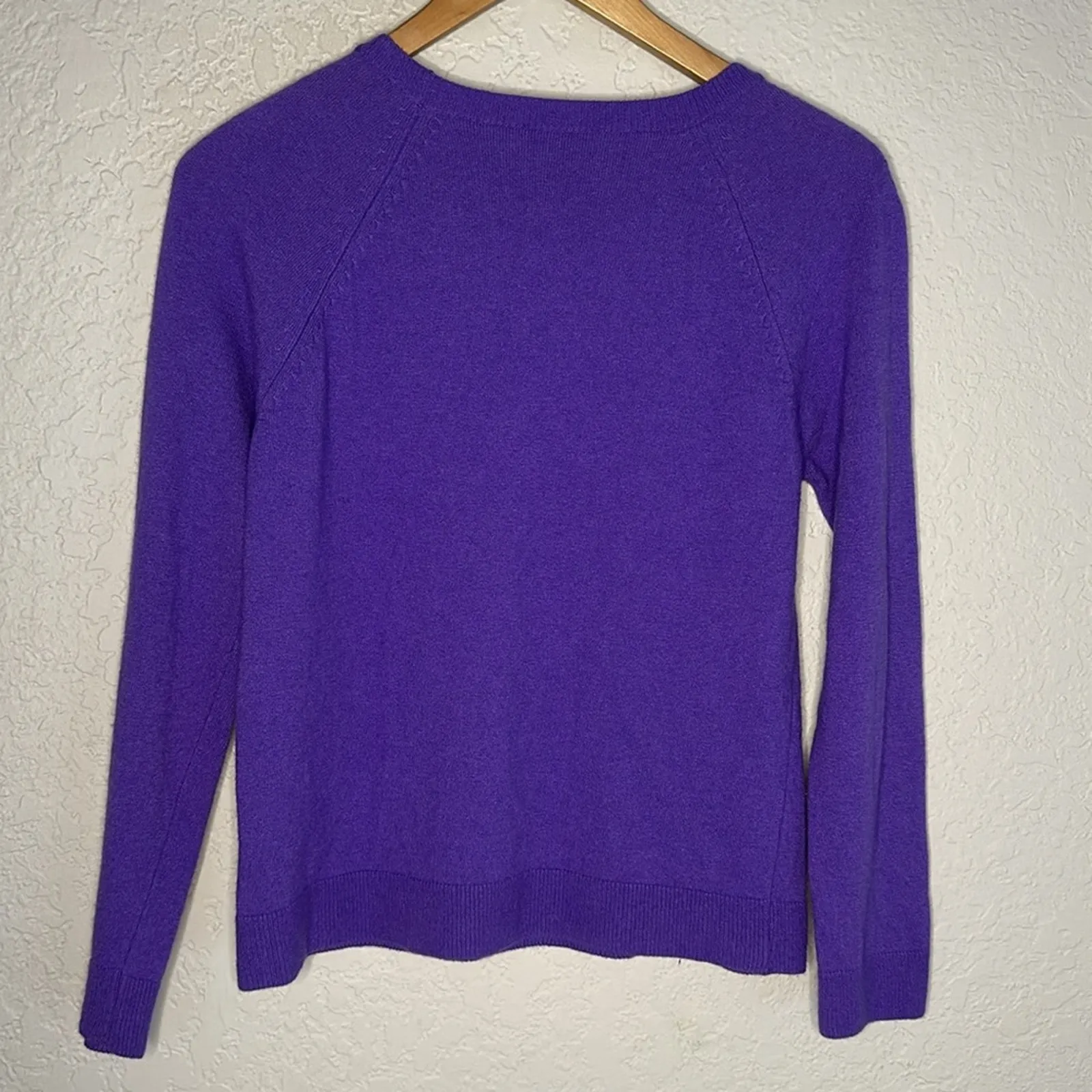 United Colors of Benetton Purple Wool Cashmere Blend Long Sleeve Sweater Preppy - Image 5